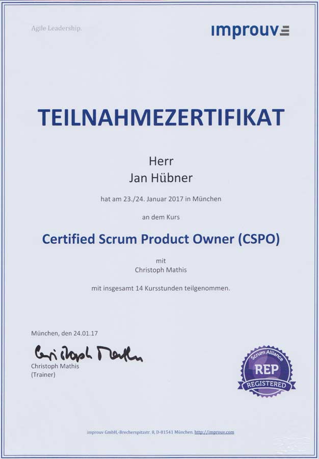 Product Owner Certificate